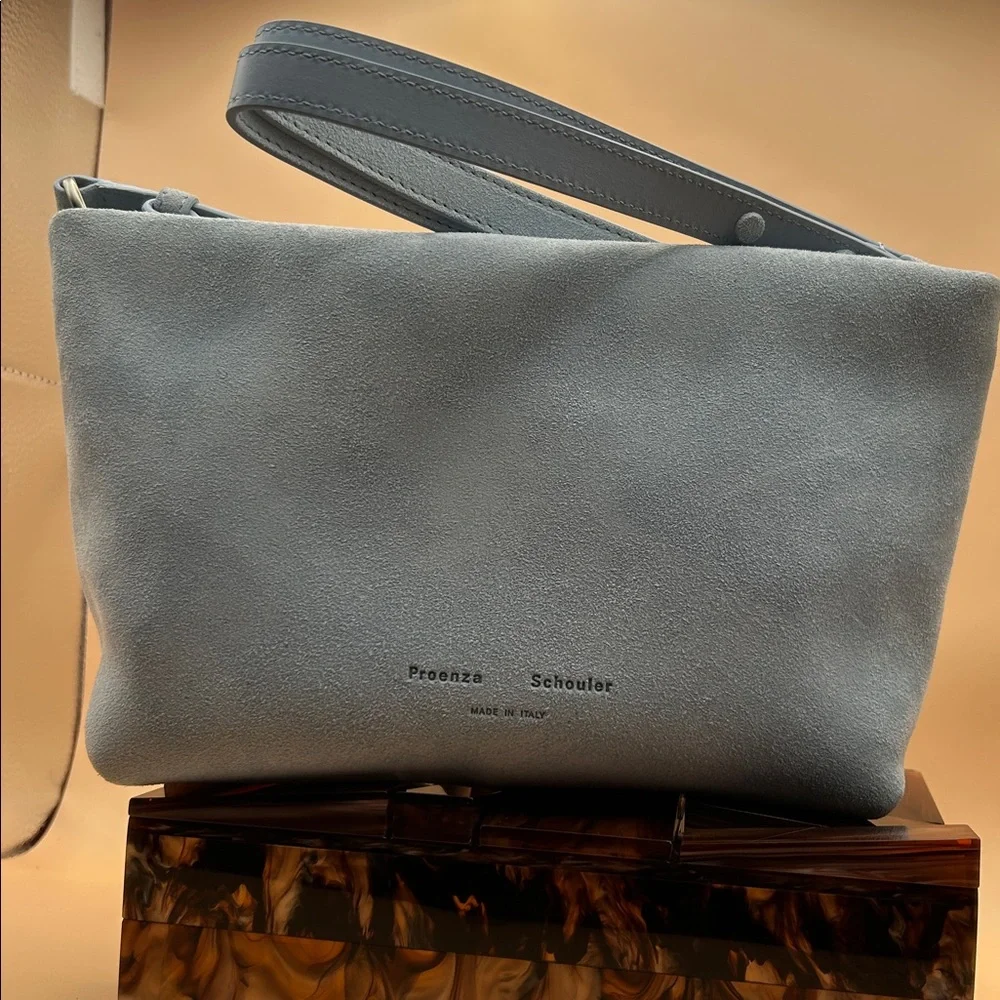 Proenza Schouler Bond Dusty Blue Suede Shoulder Bag